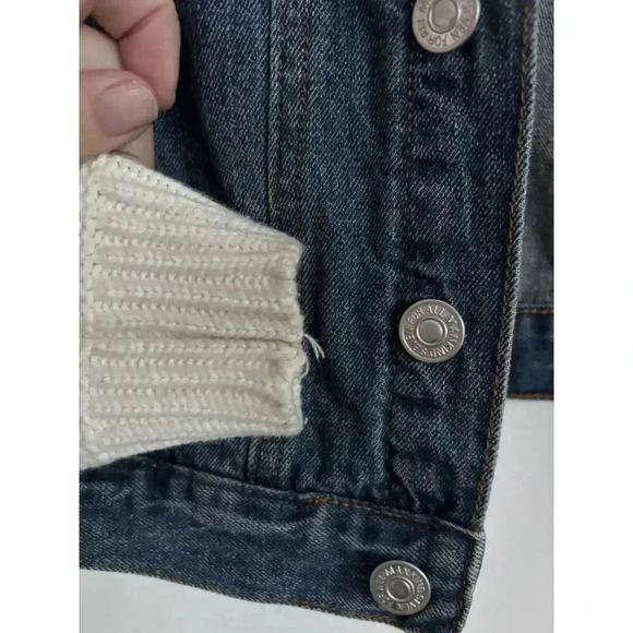 7 For All Mankind Size Medium Denim And Knit Sleeves Jacket - Picture 7 of 9